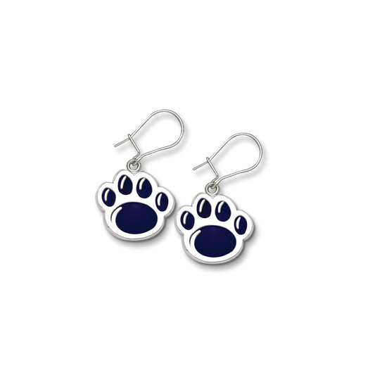 S/S PENN STATE UNIV LION PAW 5/8 ENAM DANGLE EARRINGS