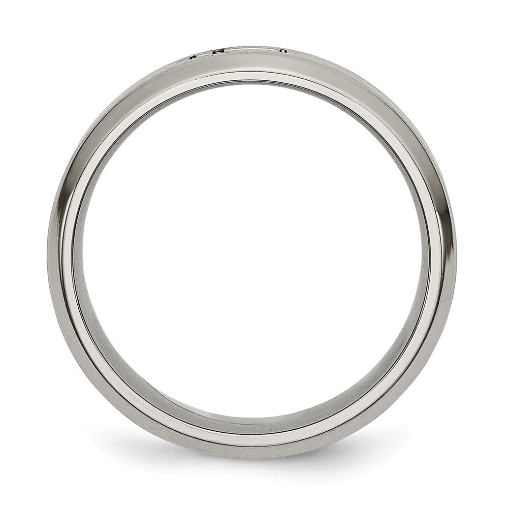 Titanium Brushed Center Cross Design 6mm Beveled Edge Band Size - 10