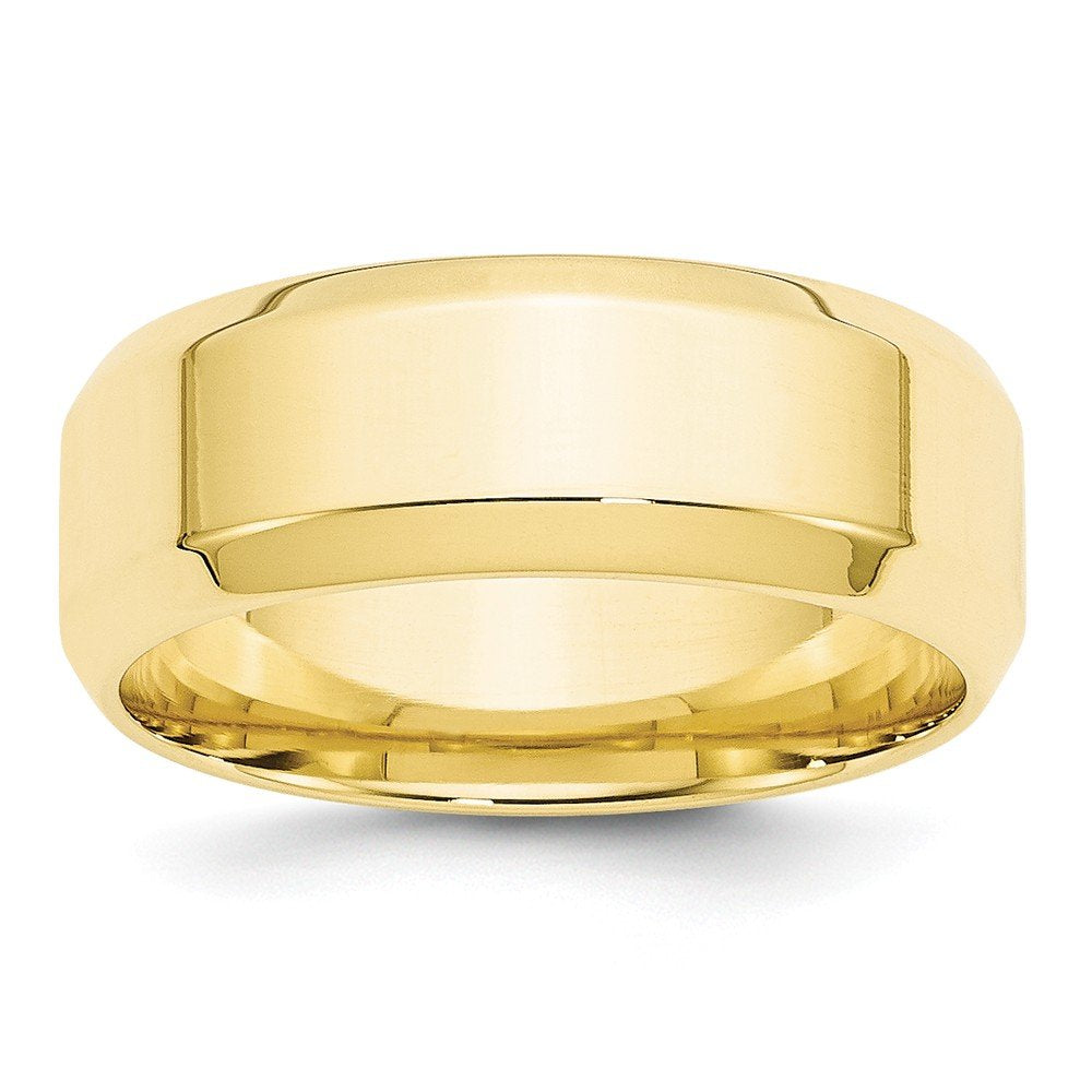 10k Yellow Gold 8mm Beveled Edge Comfort Fit Wedding Band Size 9.5
