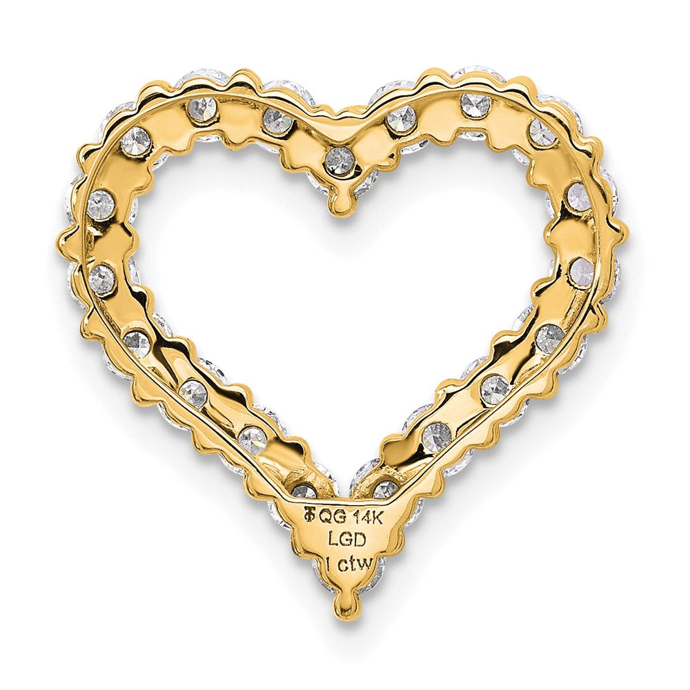 14k 1 carat Lab Grown Diamond VS/SI+ G+ Heart Chain Slide Pendant