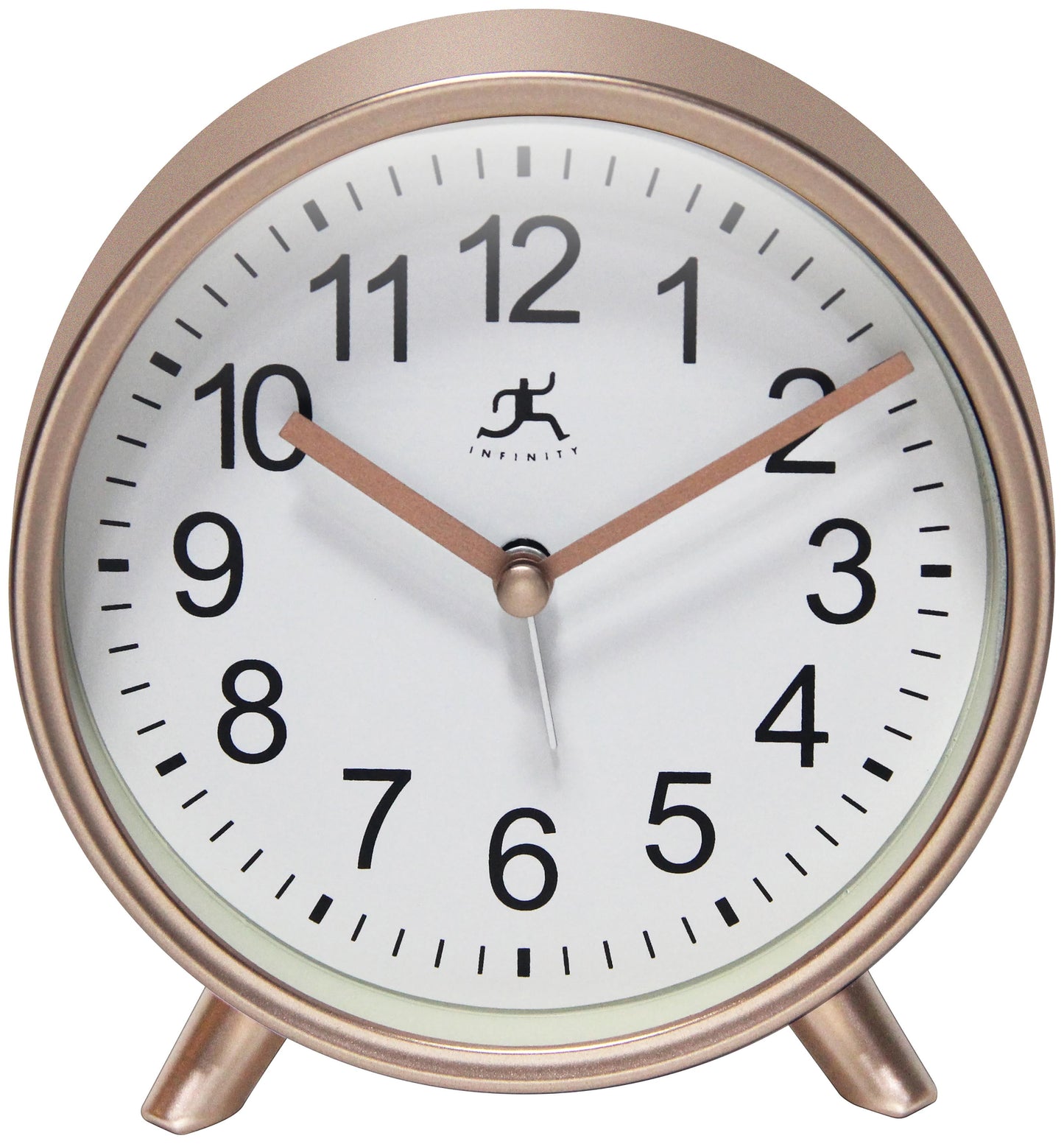 Infinity Instruments Plastic 5.75" Indoor Tabletop Alarm Clock with Quartz Movement for Accurate Time Keeping, Copper