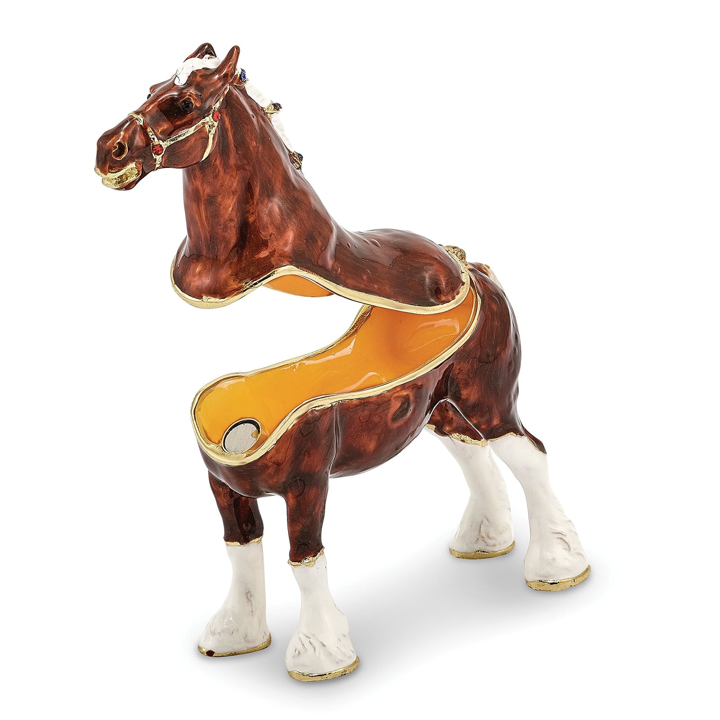 Bejeweled Clydesdale Horse Trinket Box with Charm Pendant