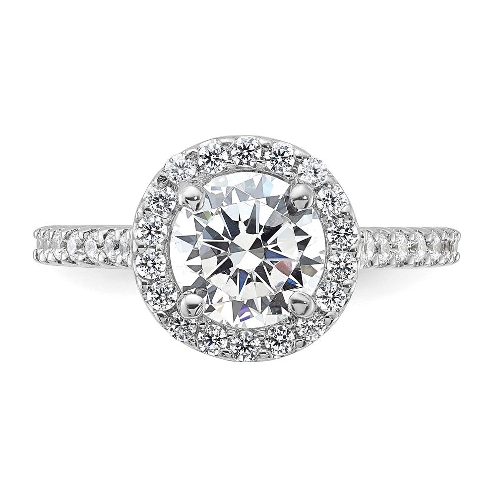 Sterling Silver Rhodium-plated Diamonore Circle Halo Ring