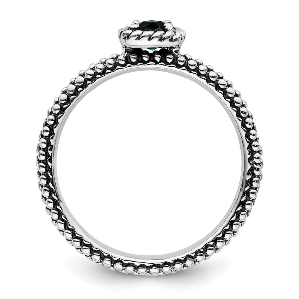 Sterling Silver Stackable Expressions Polished Cr. Emerald Ring Size -9