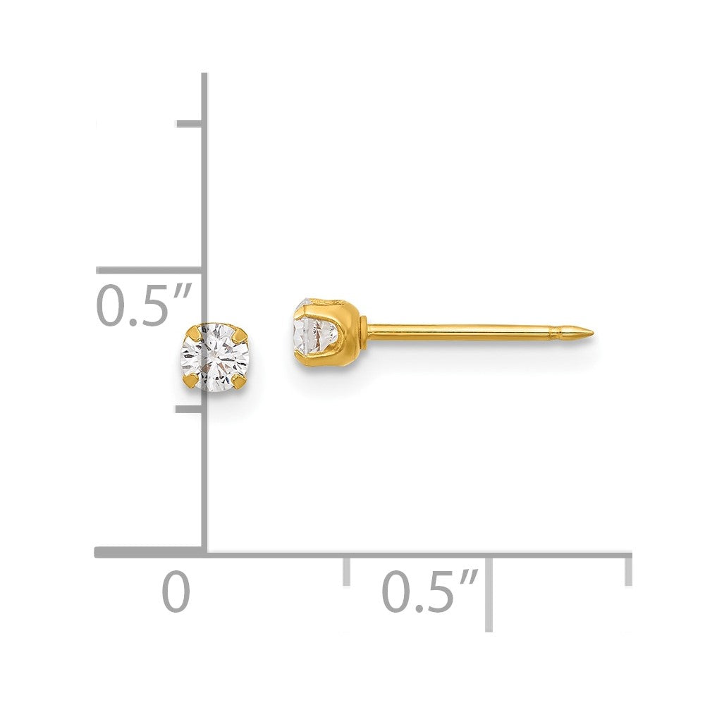 Inverness 14K Polished 3mm CZ Short Post Piercing Earrings