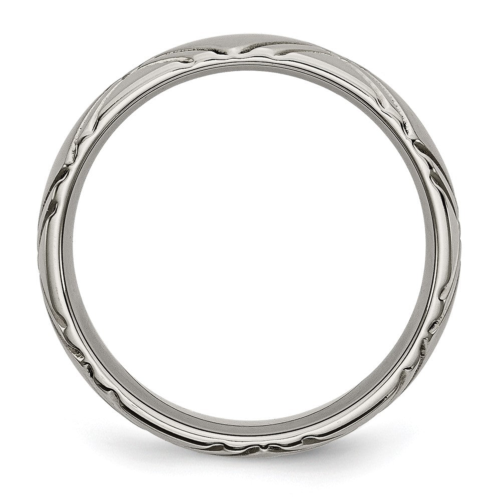 Titanium Brushed and Polished 6mm Criss-cross Design Band Size - 13