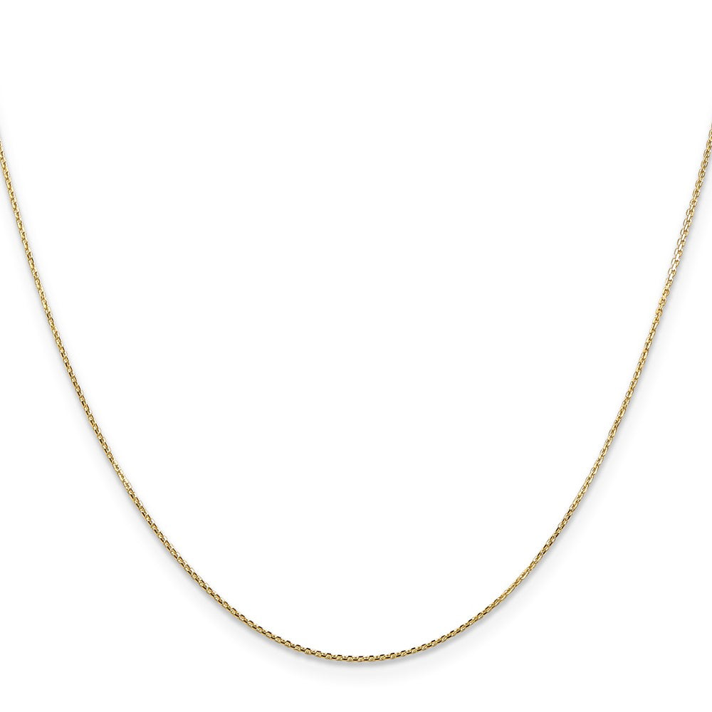 14K 22 inch .8mm Diamond-cut Round Open Link Cable with Lobster Clasp Chain