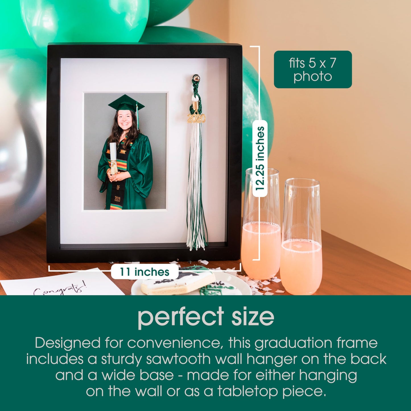 Pearhead Tassel And Picture Graduation Frame, Proudly Display a Photo in Graduation Cap and Gown in Frame with Tassel Holder, Great Centerpiece for Graduation Party