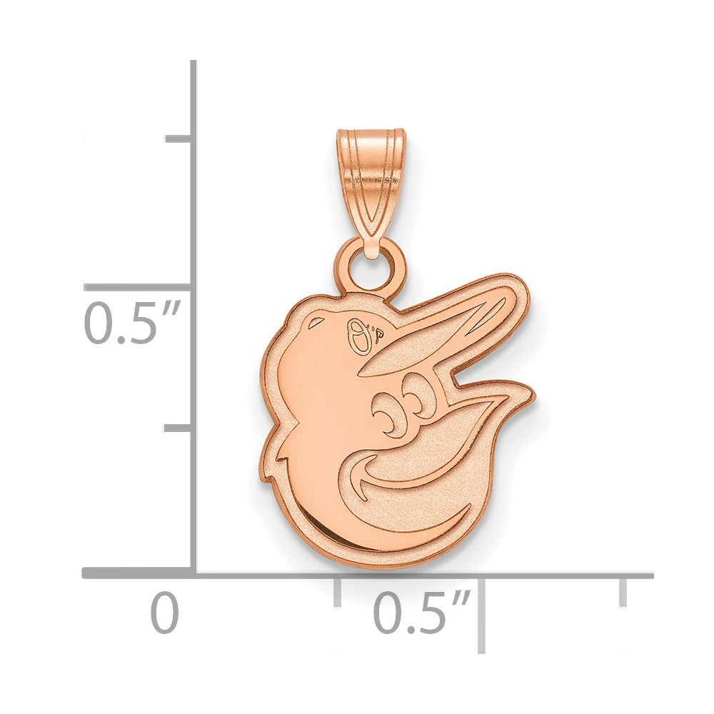 Sterling Silver Rose Gold-plated MLB LogoArt Baltimore Orioles Small Pendan