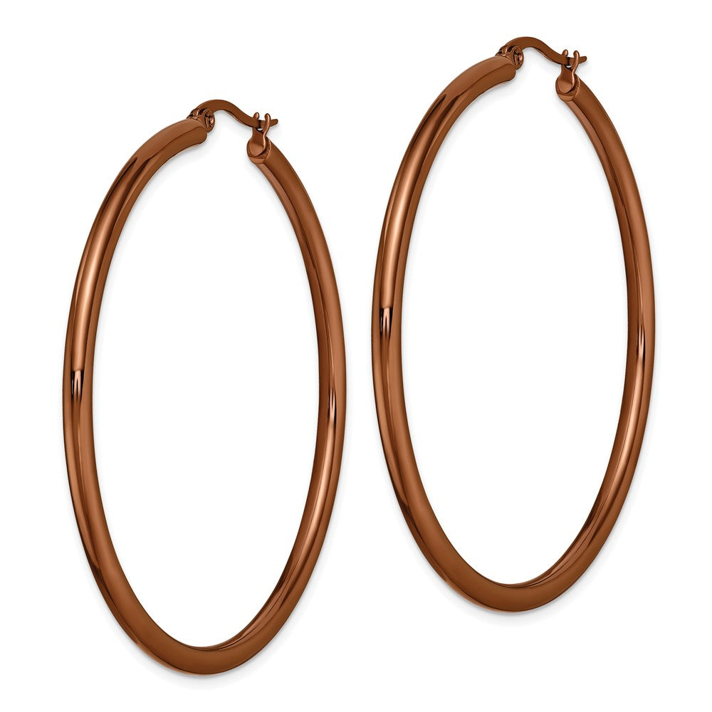 Stainless Steel Polished Brown IP-plated Round Hoop Earrings
