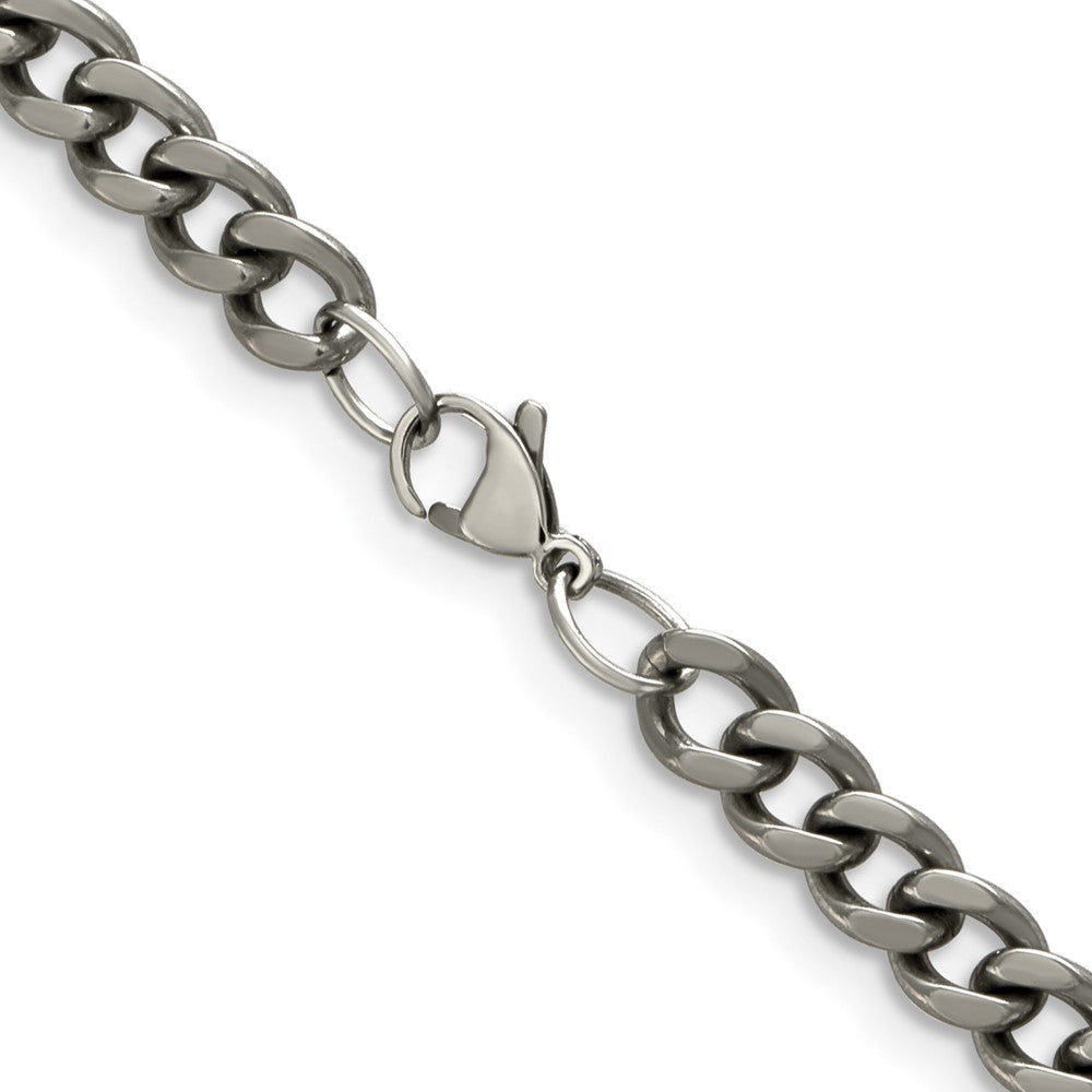 Titanium Polished 7.5mm 18in Curb Chain