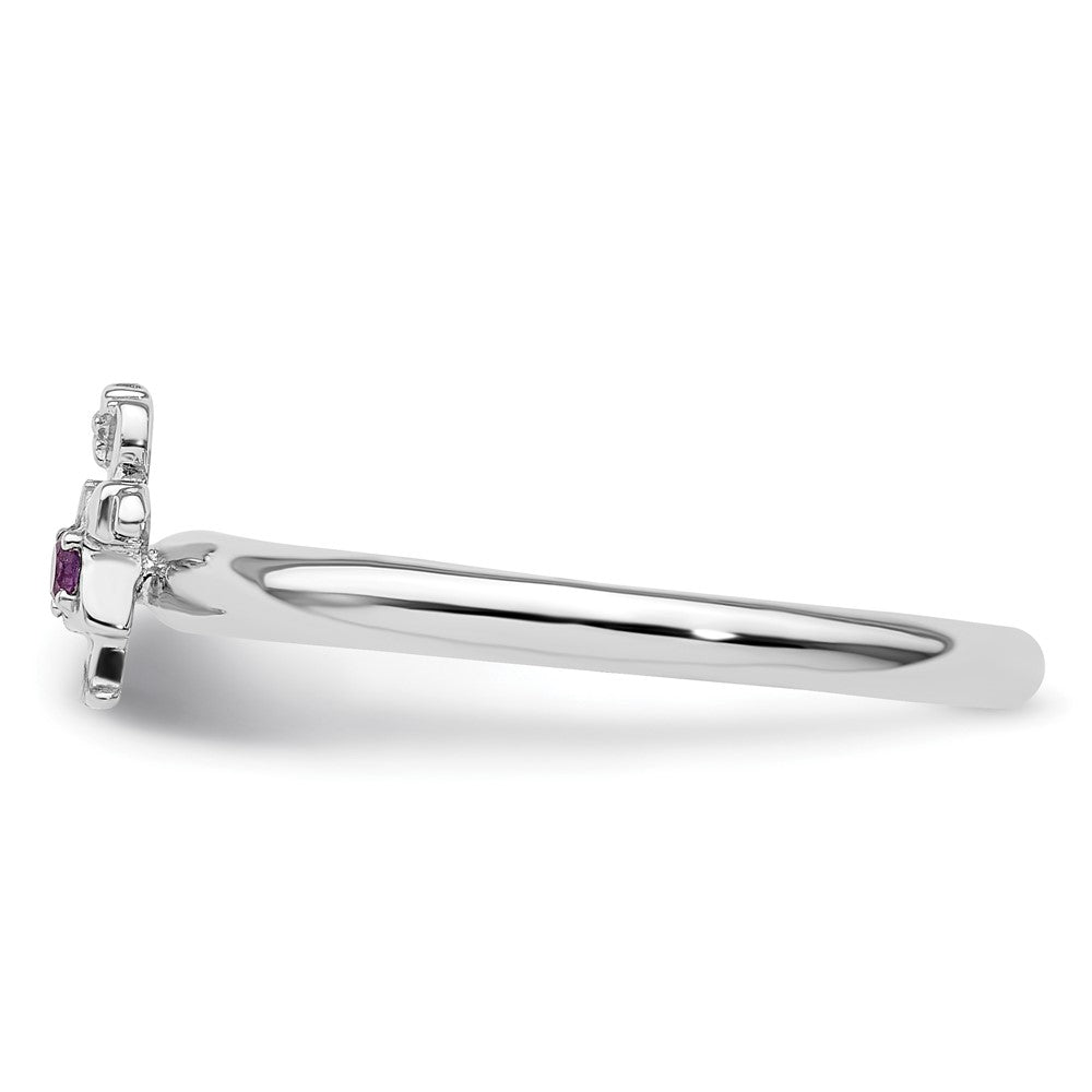 Sterling Silver Stackable Expressions Rhodium Amethyst Girl Ring