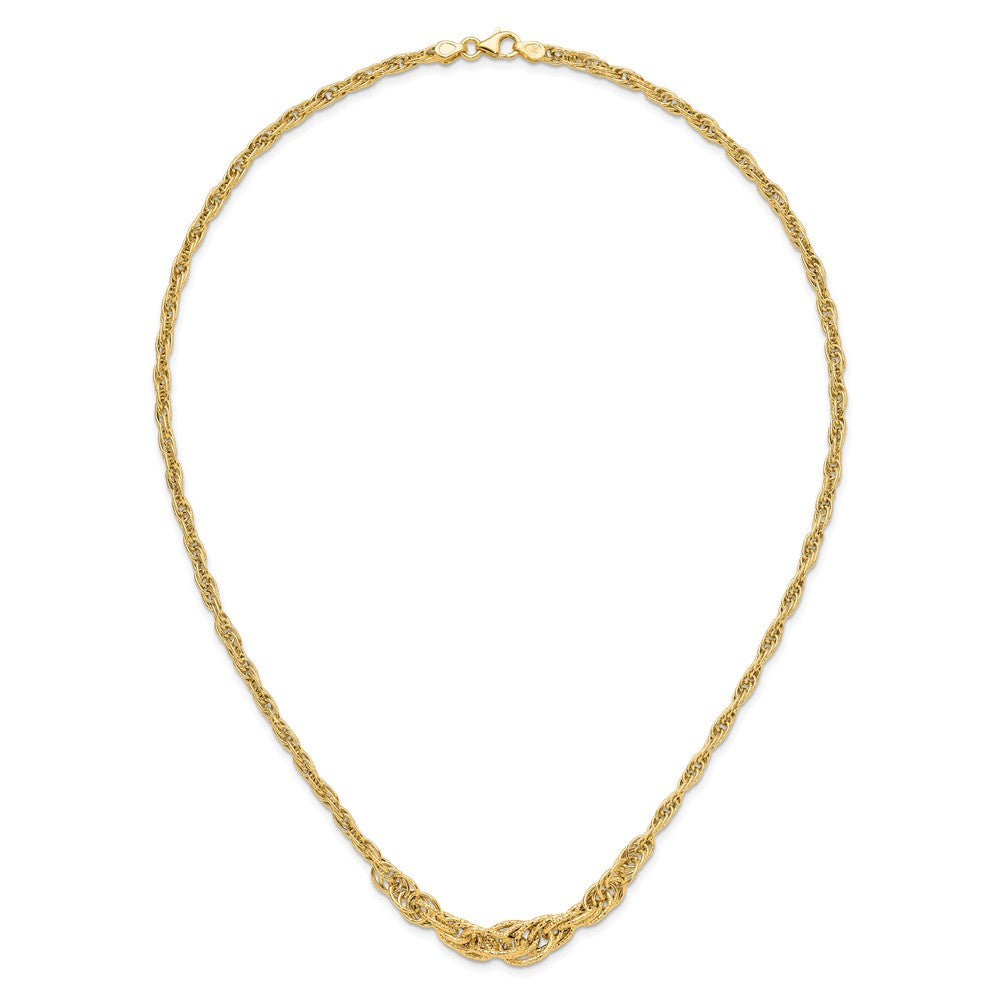 14K Polished Textured Fancy Link Necklace