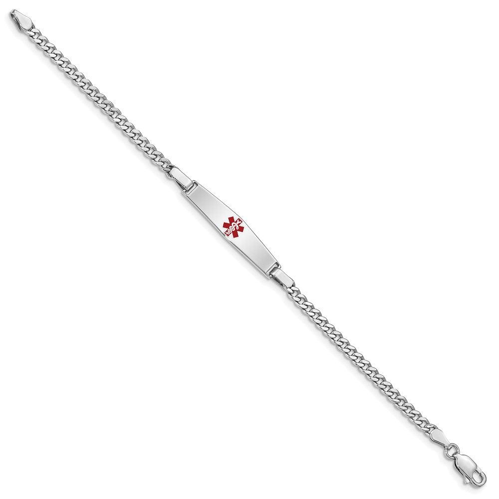 Sterling Silver Rhod-plated Children's Medical ID Curb Link Bracelet 6 inches