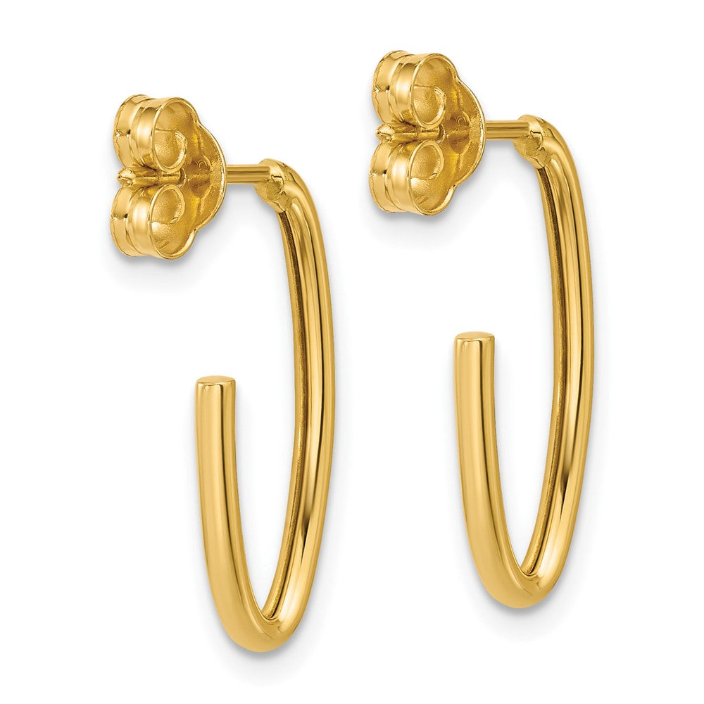14K Polished 1.8mm Oval Post J-Hoop Earrings
