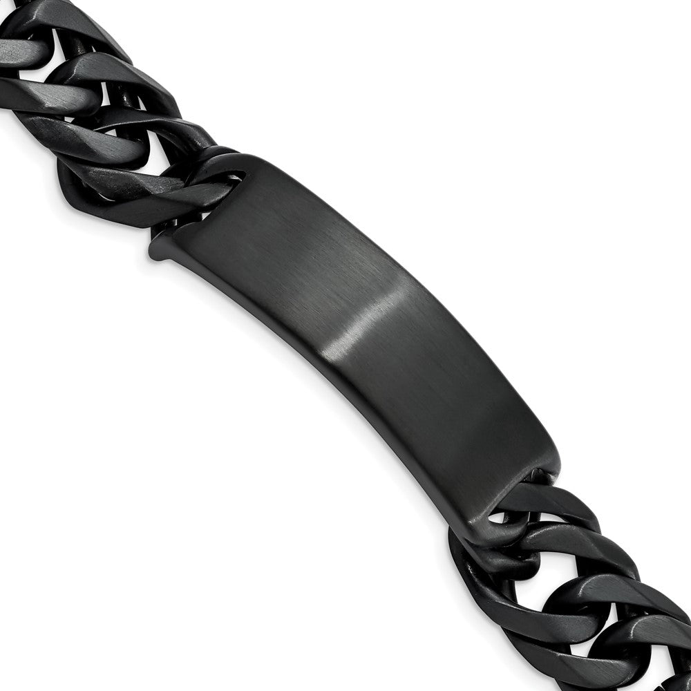 Stainless Steel Brushed Black IP-plated 9in ID Bracelet 9 inches