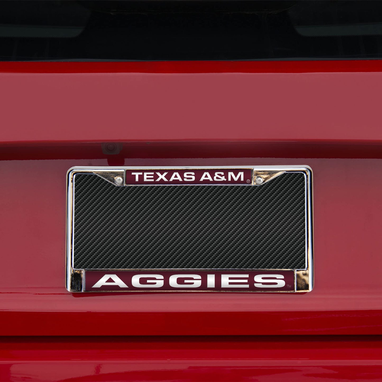 Collegiate Texas A&M Red Laser Chrome Acrylic License Plate Frame Q-GC6983