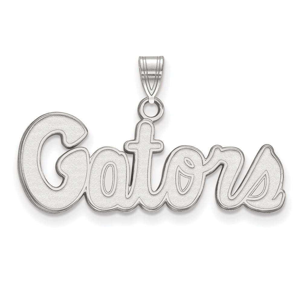 Sterling Silver Rhodium-plated LogoArt University of Florida Gators Script Small Pendant QSS044UFL