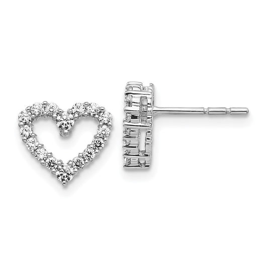 14k White Gold 1/2 carat Lab Grown Diamond VS/SI+ G+ Complete Heart Post Earrings