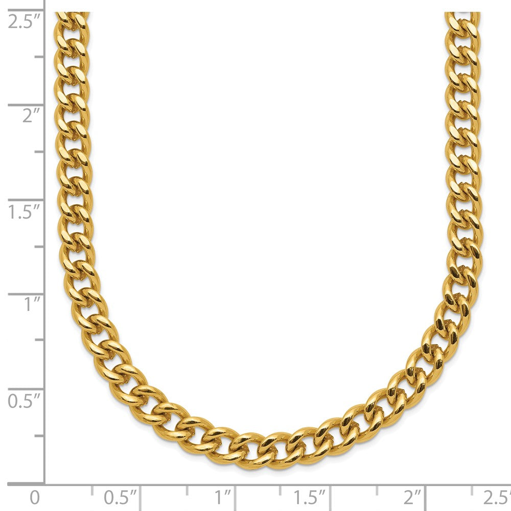 Stainless Steel Polished Yellow IP 24in Curb 5mm Chain Necklace