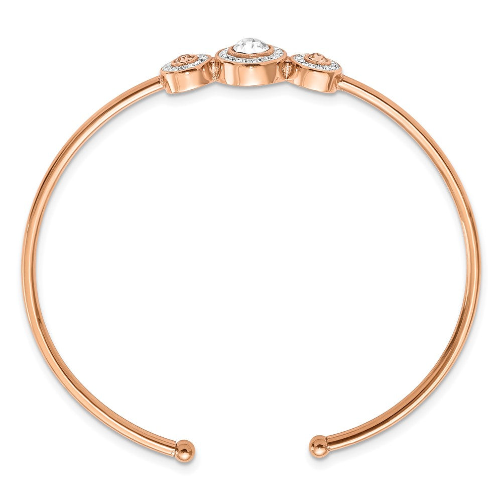 Stainless Steel Polished Rose IP w/Preciosa Crystal Flexible Bangle 6.5 inches