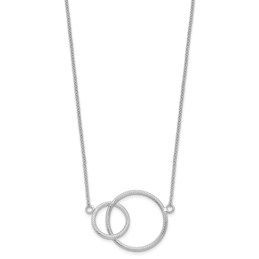 Sterling Silver Rhodium Intertwined Circles w/2 in ext. Necklace