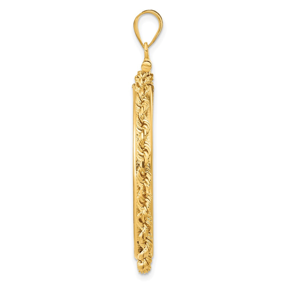 Wideband Distinguished Coin Jewelry 14k Polished Rope 32.0mm x 2.85mm Screw Top Coin Bezel Pendant