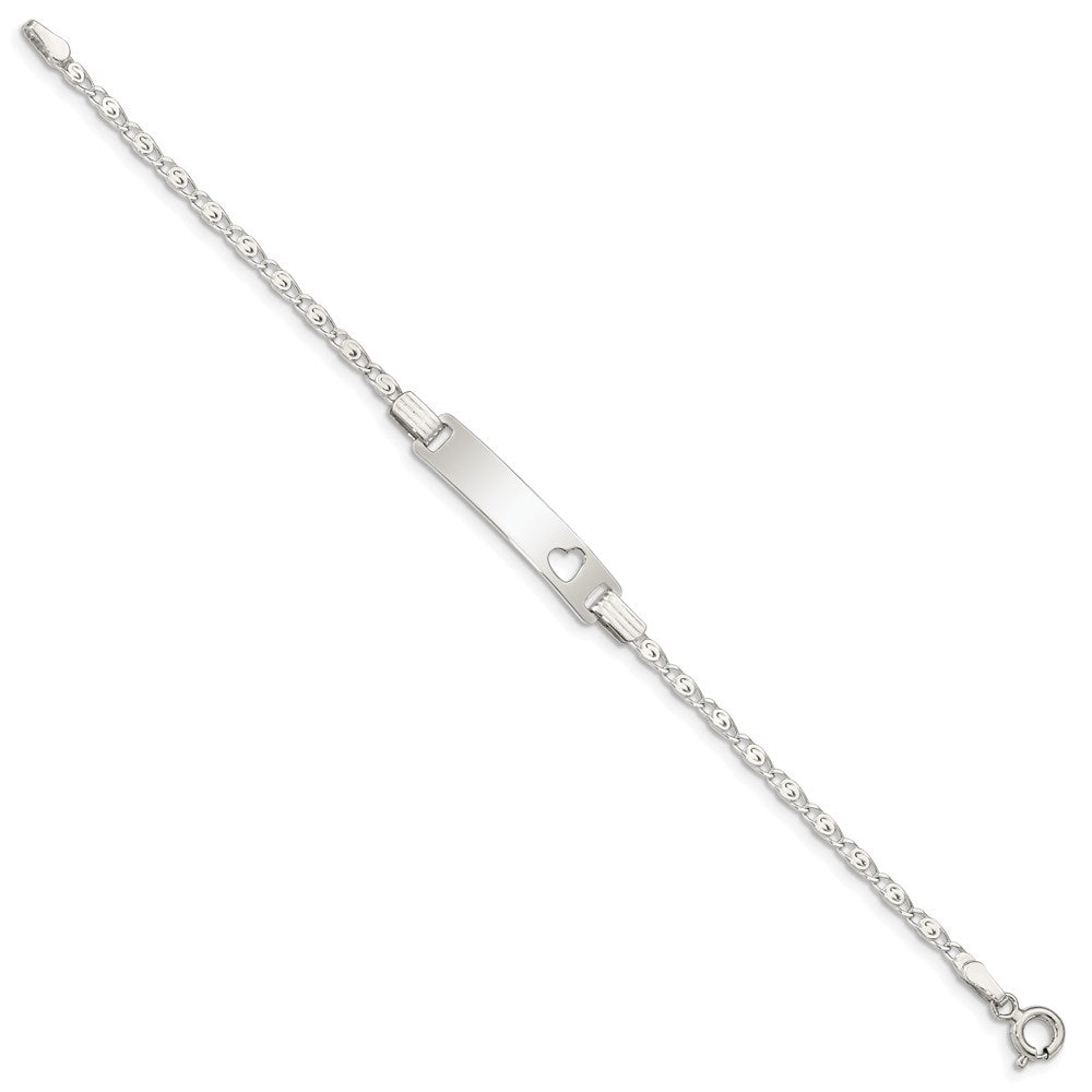 Sterling Silver Baby ID with Cut-out Heart Bracelet 6 inches