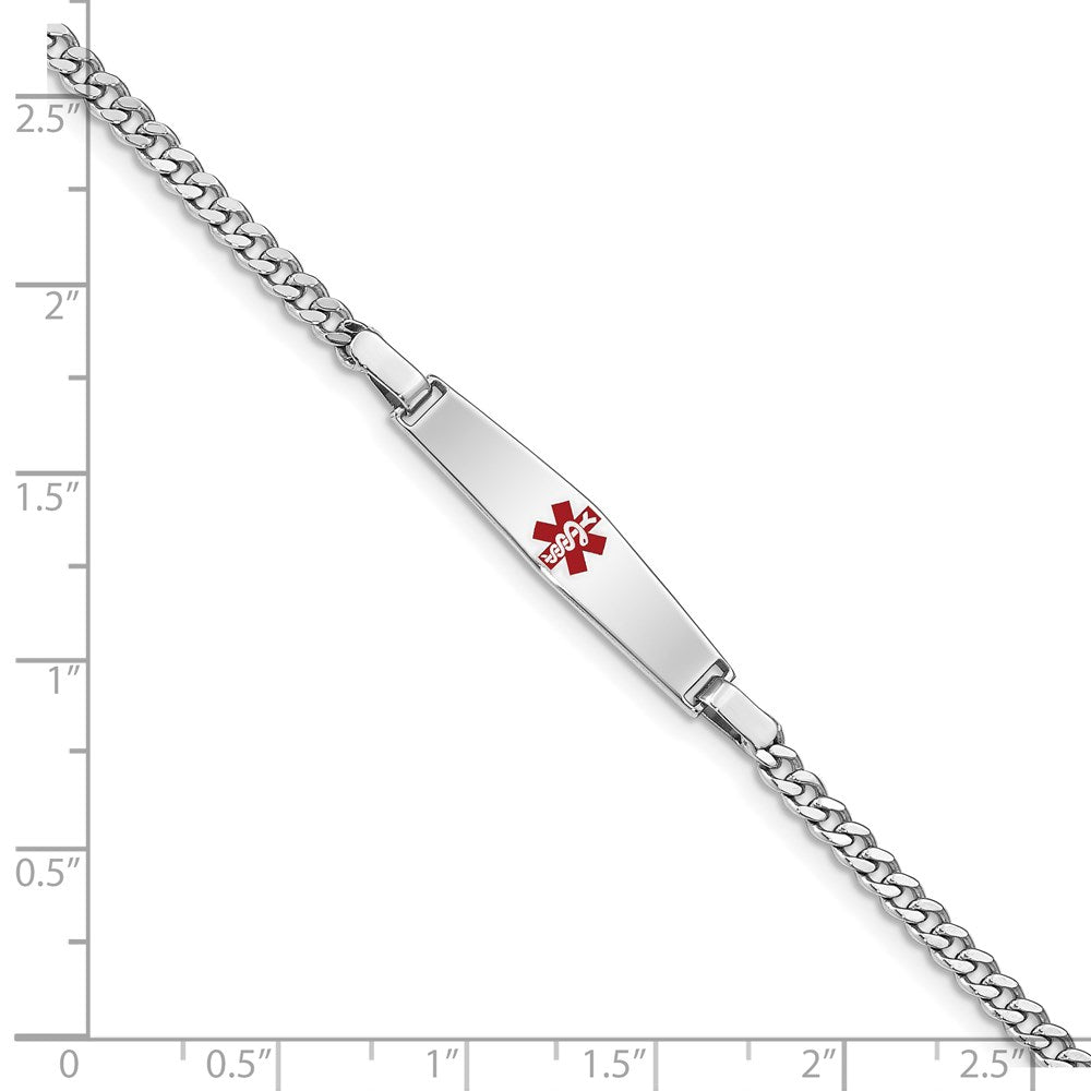 Sterling Silver Rhod-plated Children's Medical ID Curb Link Bracelet 6 inches