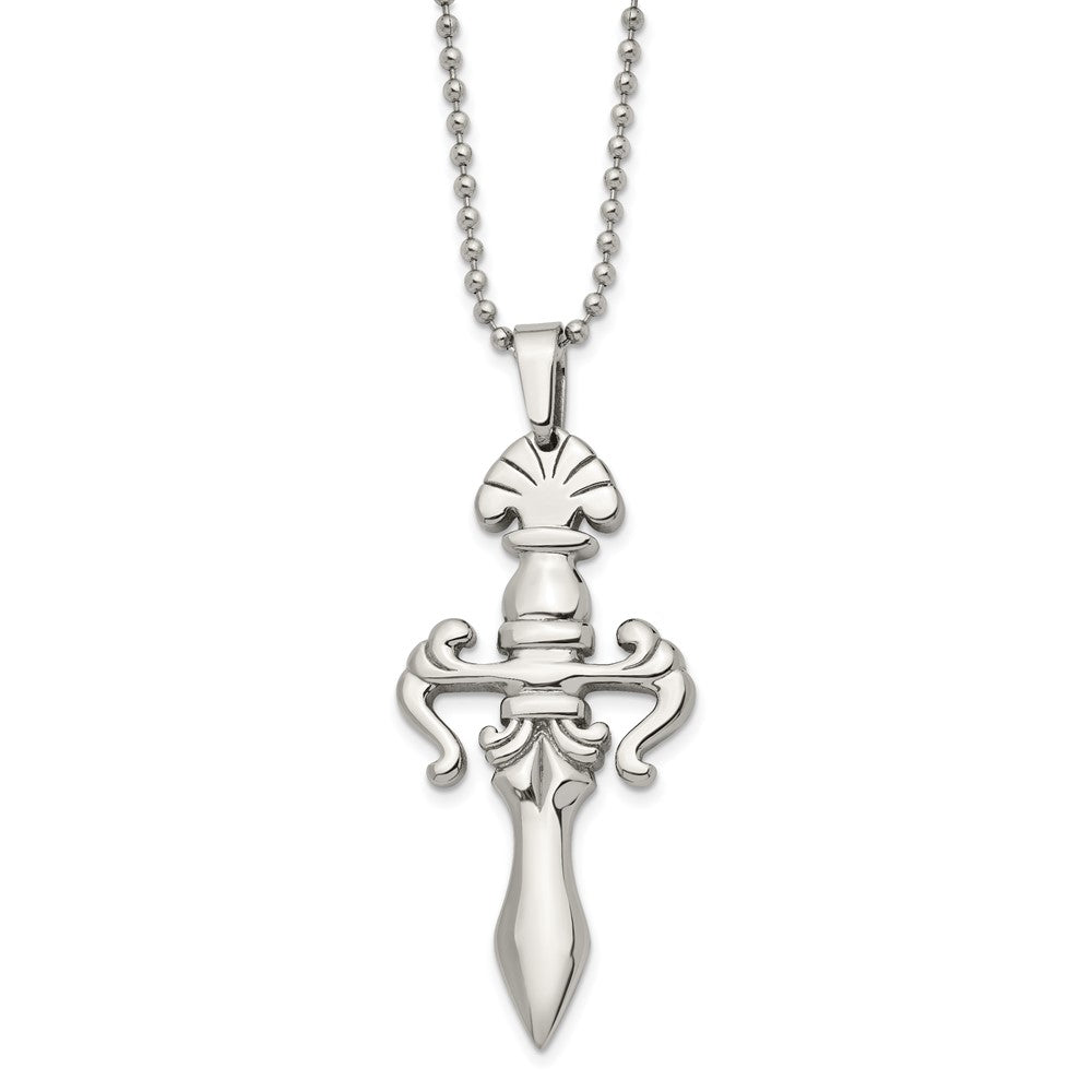 Stainless Steel Polished Dagger 24in Necklace