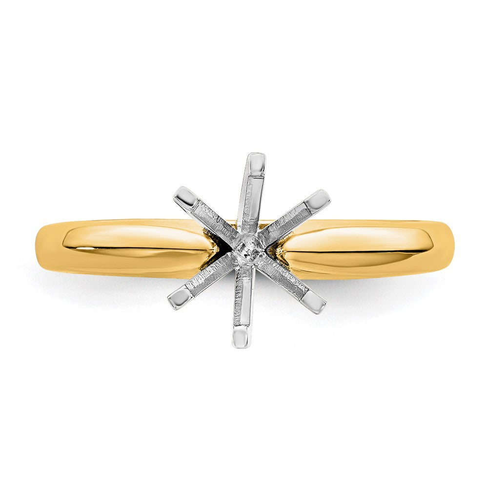 14k Two-Tone 1/2 carat Medium-Weight Knife Edge/Half-Round 6-Prong Round Solitaire Ring Mounting
