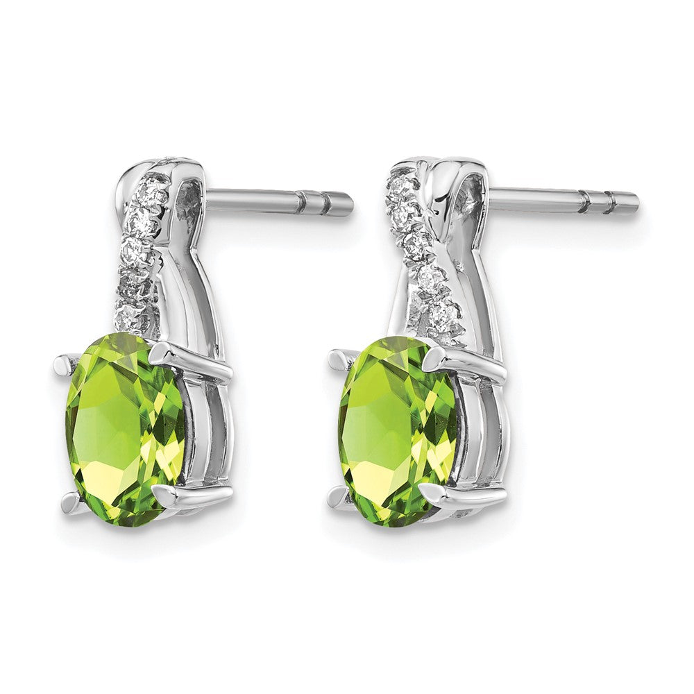 10kw Peridot & Diamond Earrings 7x5 Oval Peridot, Rd 10-1.1mm dia