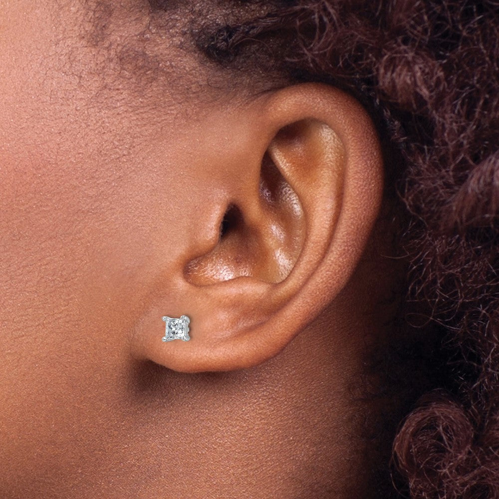 14k White Gold 3/4 ctw Lab Grown Diamond VS+ F+ Princess 4 Prong Heavy Wt. Stud Earrings