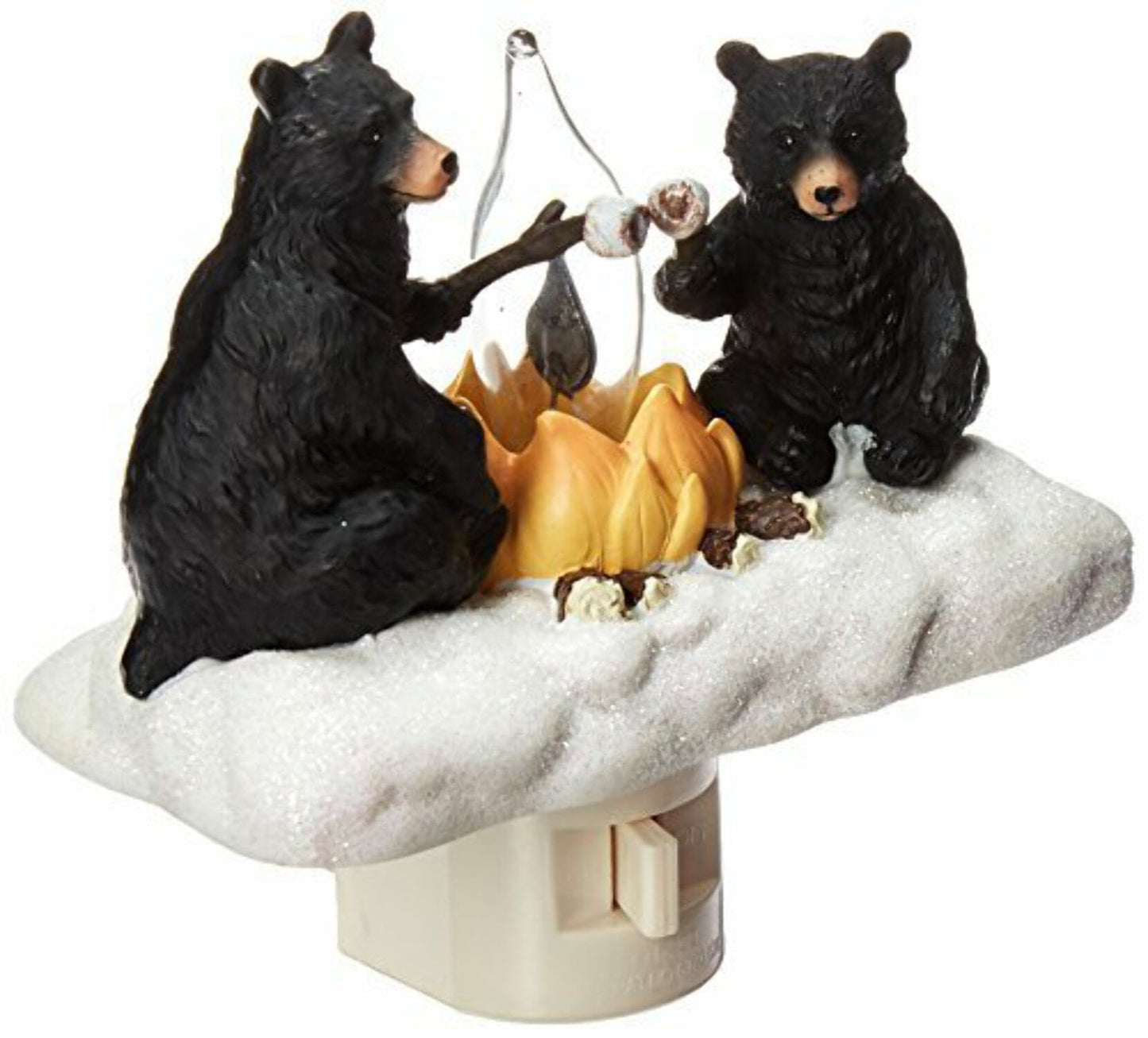 Roman Black Bear Campfire Marshmallow Flickering Night Light
