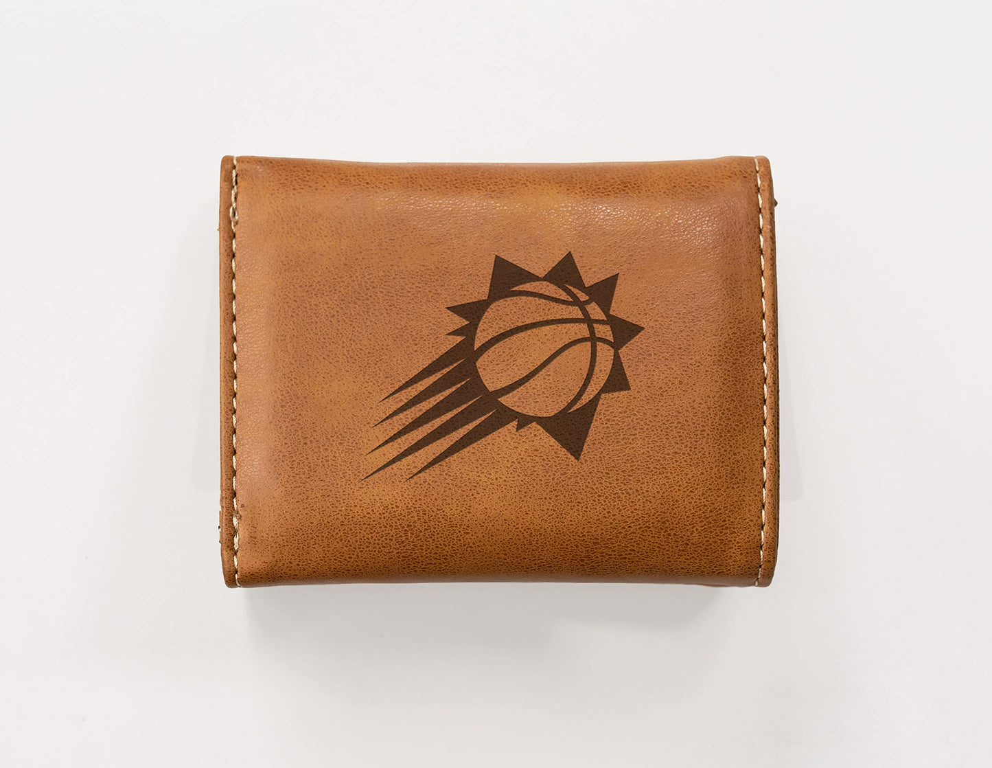 Basketball Rico Industries Phoenix Suns Brown Laser Engraved Trifold Laser Engraved Tri-Fold Wallet - Men's Accessory