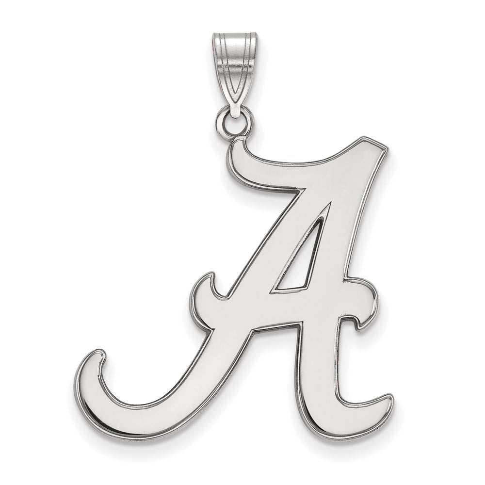 Sterling Silver Rhodium-plated LogoArt University of Alabama Letter A Extra Large Pendant Q-SS005UAL
