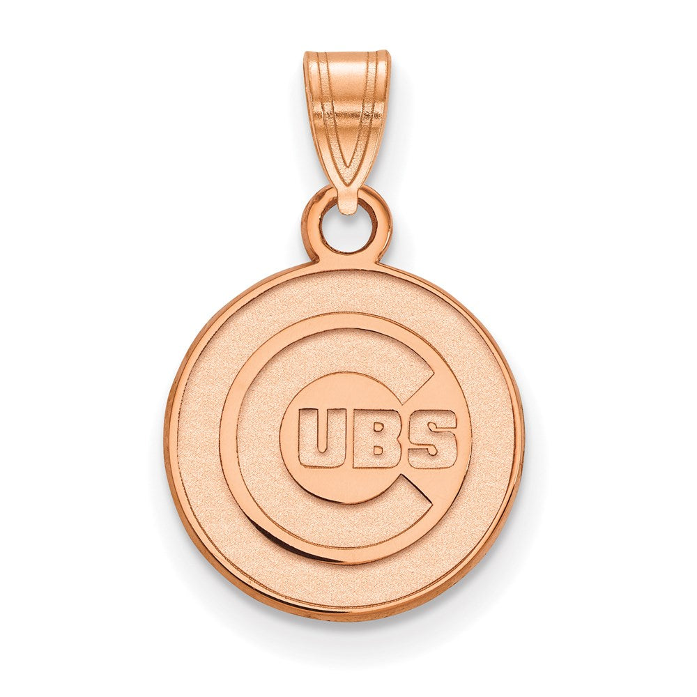 Sterling Silver Rose Gold-plated MLB LogoArt Chicago Cubs Small Pendant