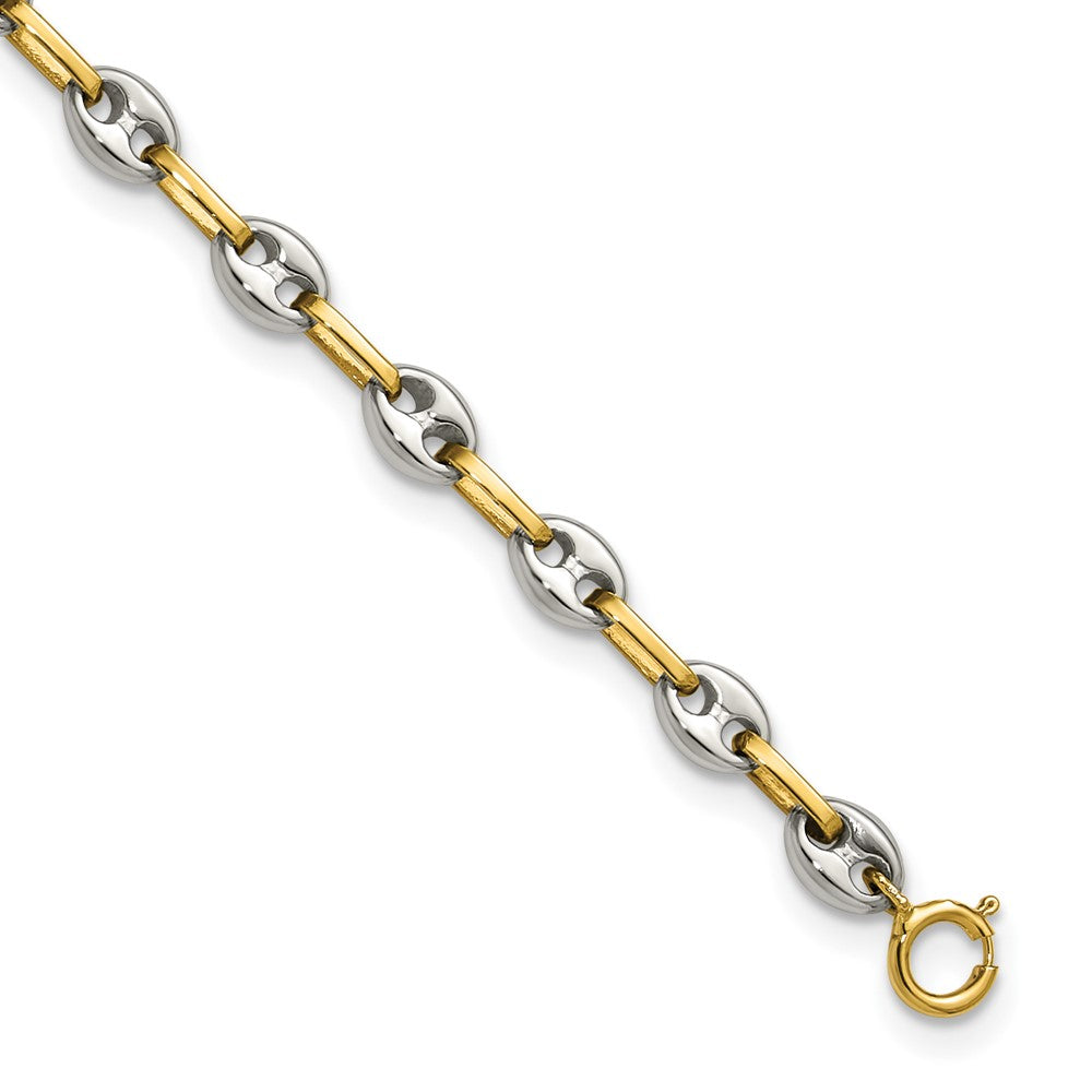 Chisel Stainless Steel Polished with 14K Gold Accent 7.5 inch Mariner Link Bracelet 7.25 inches