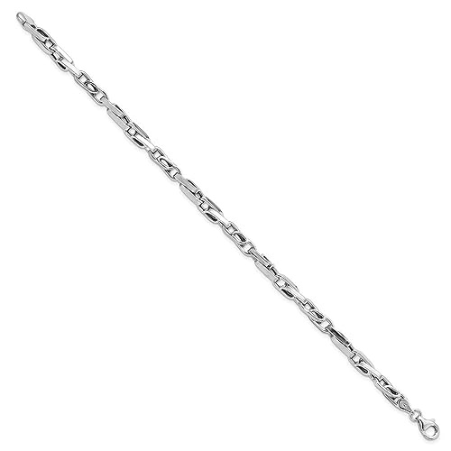 14K White Gold Polished Fancy Link Bracelet