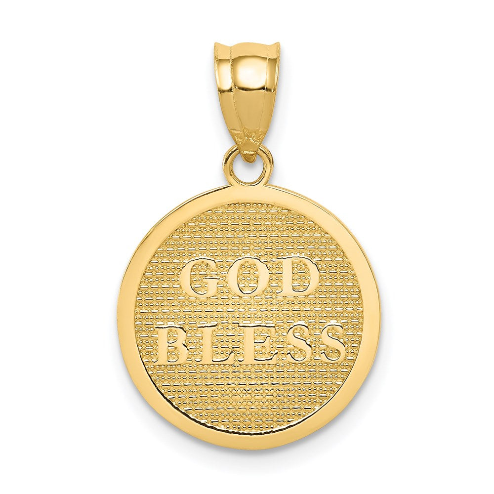 14K Reversible Cross and GOD BLESS Charm