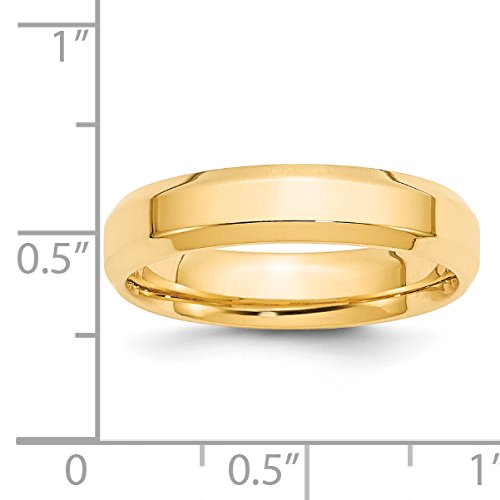14k Yellow Gold 5mm Beveled Edge Comfort Fit Wedding Band Size 11