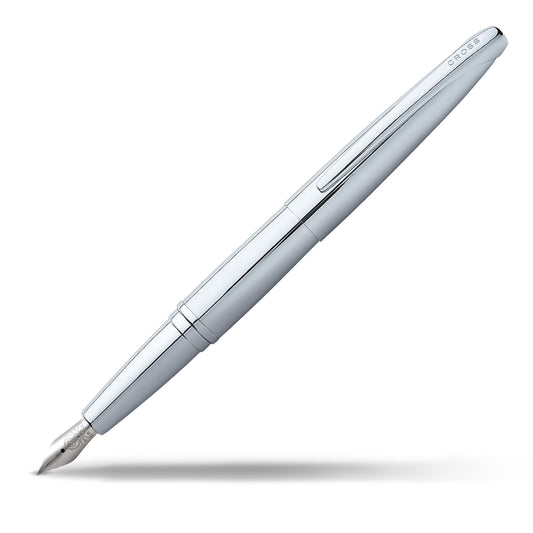 Cross ATX Refillable Fountain Pen, Medium Nib, Includes Premium Gift Box - Pure Chrome