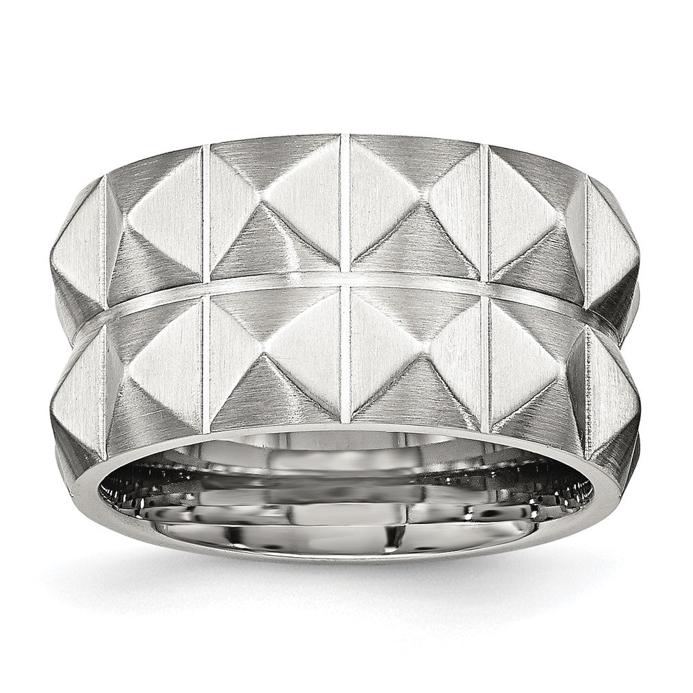Stainless Steel Brushed Grooved 12.00mm Band