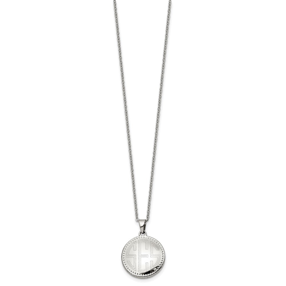 Stainless Steel Polished Puffed Disc 18in Necklace