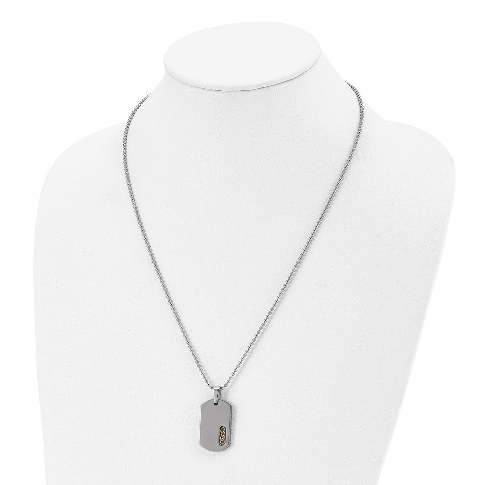 Titanium Polished Yellow IP-plated Dog Tag 22in Necklace