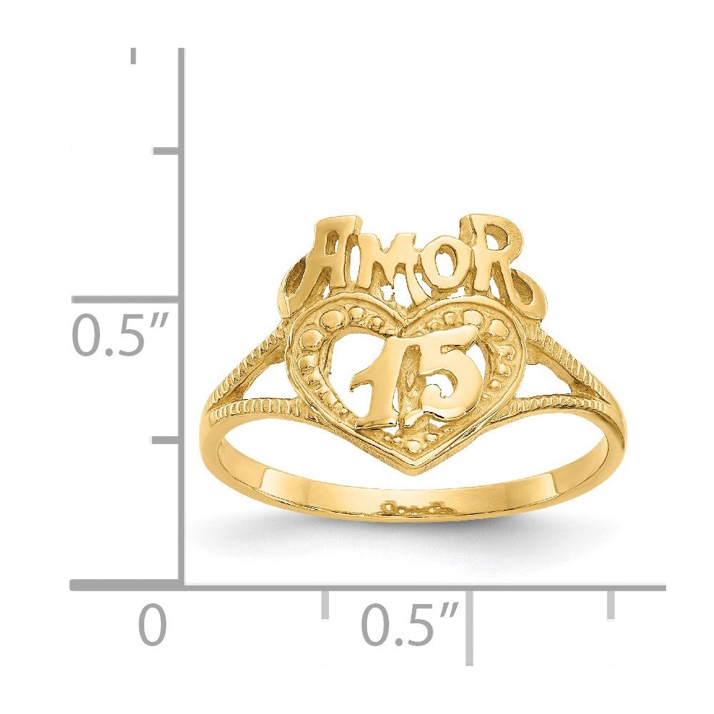 14K 15 Amor Heart Ring Size 6