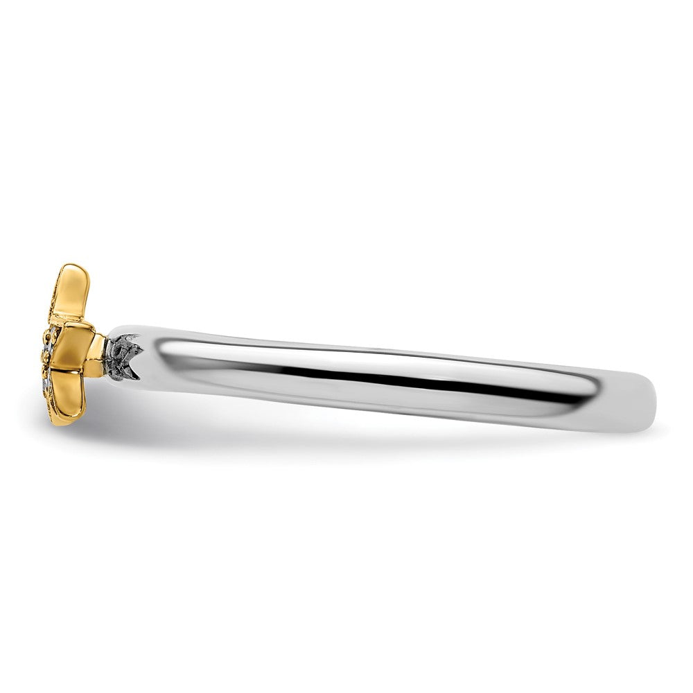 Sterling Silver Stackable Expression Gold-Plated Dia. Star Ring Size -9