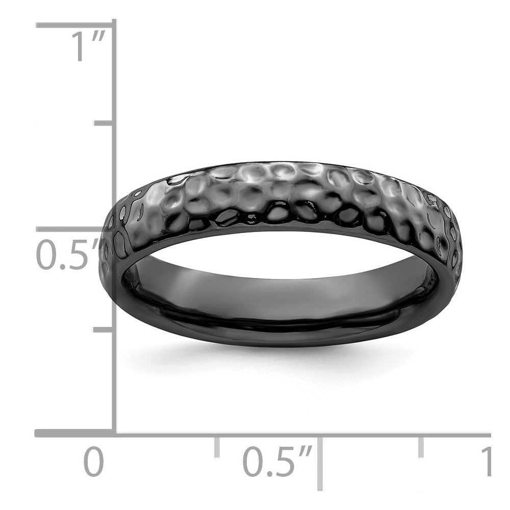Sterling Silver Stackable Expressions Black-plated Ring Size -10