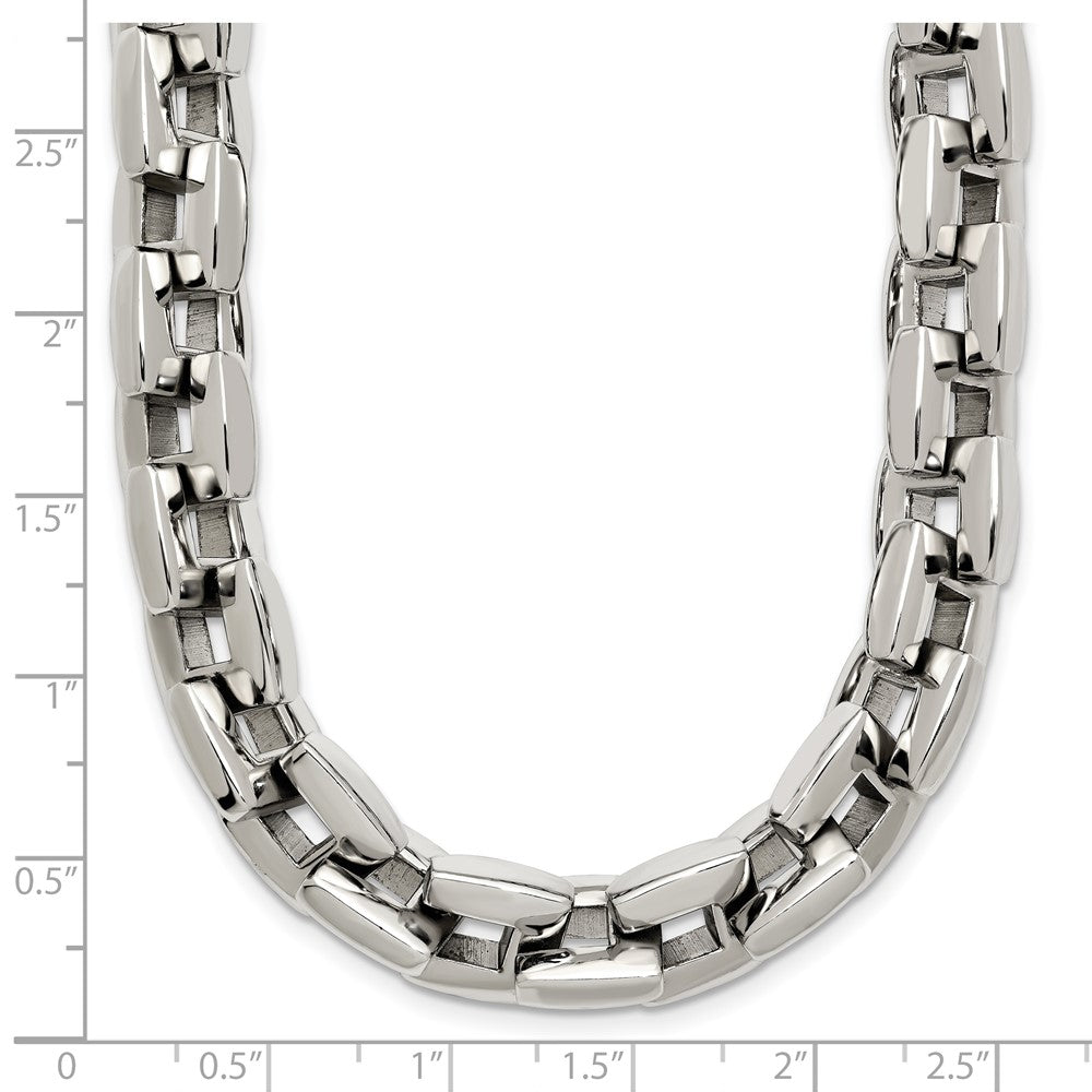 Stainless Steel Polished 20in Square Link Necklace