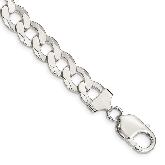 Sterling Silver 9.75mm Flat Curb Chain 8 inches